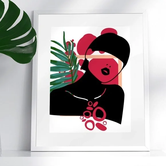 Modern Wall Art Print Tropical Girl Unframed - Picture 2 of 10